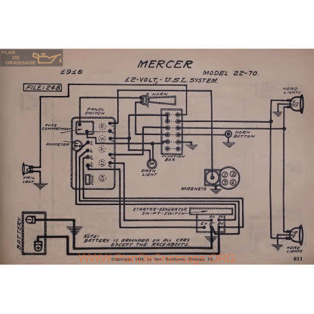 Mercer 22 70 12volt Schema Electrique 1916 Usl