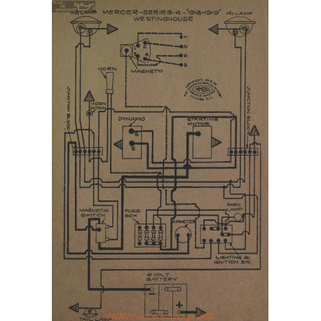 Mercer 4 Schema Electrique 1918 1919 Westinghouse