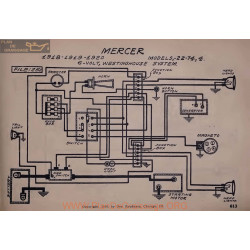 Mercer 22 74 7 6volt Schema Electrique 181 1919 1920 Westinghouse