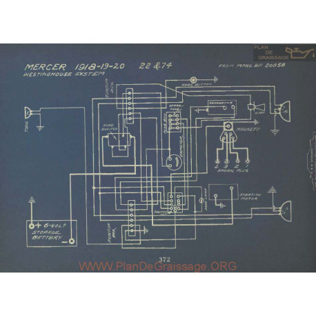 Mercer 22 74 Schema Electrique 1918 1919 1920 Westinghouse