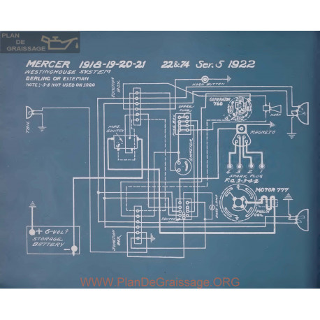 Mercer Schema Electrique 1918 1919 1920 1921