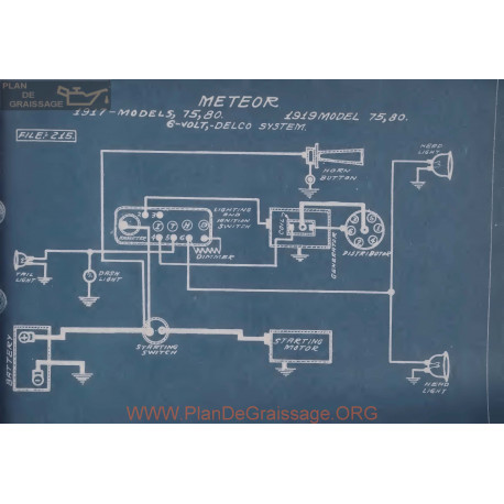 Meteor 75 80 6volt Schema Electrique 1917 1919 Delco