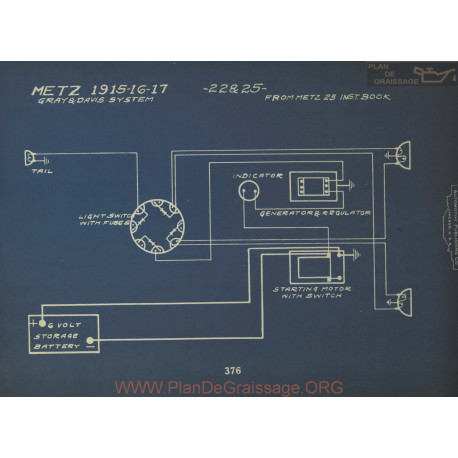 Metz 22 25 Schema Electrique 1915 1916 1917 Gray & Davis