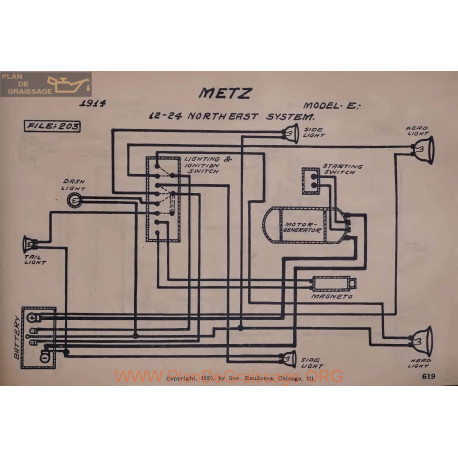 Metz E 12volt 24volt Schema Electrique 1914 North East