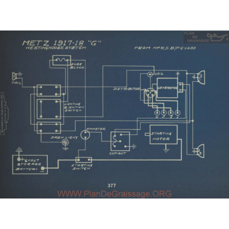 Metz G Schema Electrique 1917 1918 Westighouse