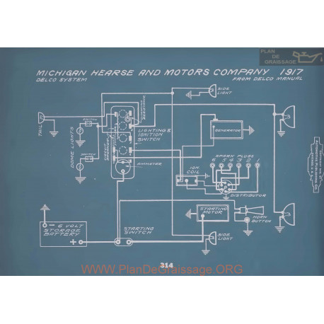 Michigan Hearse Company Schema Electrique 1917