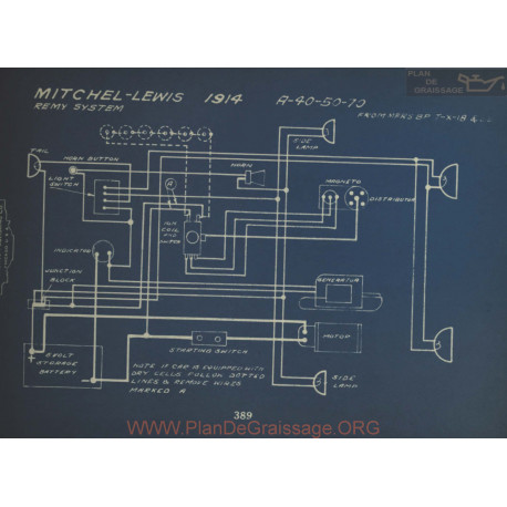 Mitchell A40 A50 A70 Schema Electrique 1914 Remy