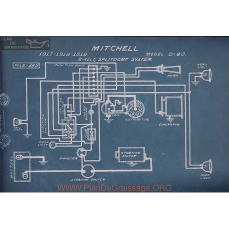 Mitchell D 40 6volt Schema Electrique 1917 1918 1919 Splitdorf