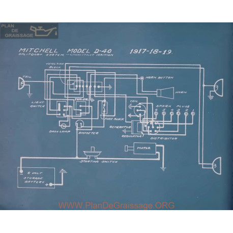 Mitchell D40 Schema Electrique 1917 1918 1919