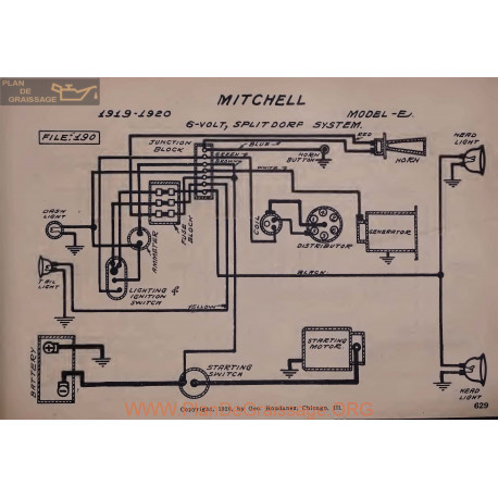 Mitchell E 6volt Schema Electrique 1919 1920 Splitdorf V2