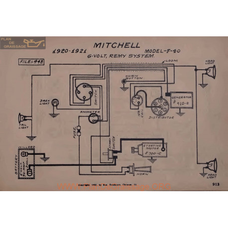 Mitchell F40 6volt Schema Electrique 1920 1921 Remy