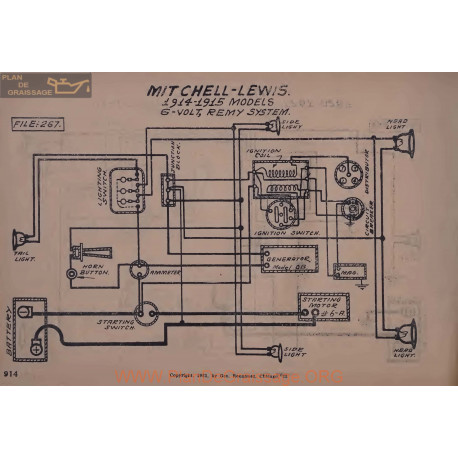 Mitchell Lewis 6volt Schema Electrique 1914 1915 Remy