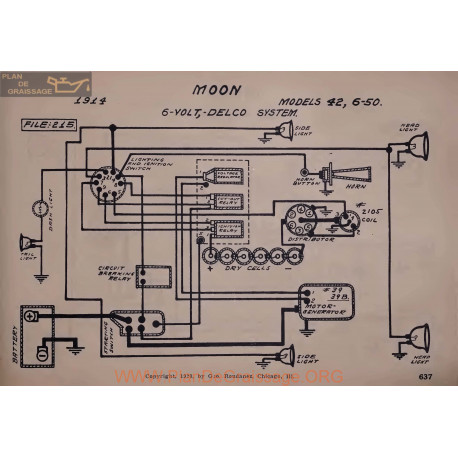 Moon 42 50 6 6volt Schema Electrique 1914 Delco