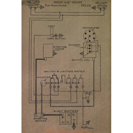 Moon 6 66 Schema Electrique 1918 1919 Delco V5