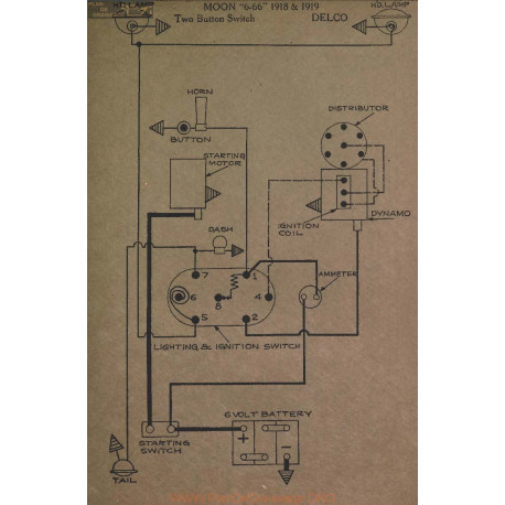 Moon 6 66 Schema Electrique 1918 1919 Delco