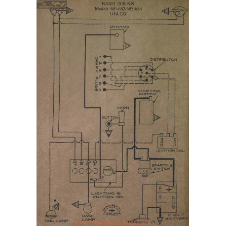 Nash 681 682 683 684 Schema Electrique 1918 1919 Delco