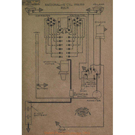 National 12cyl Schema Electrique 1918 1919 Bijur