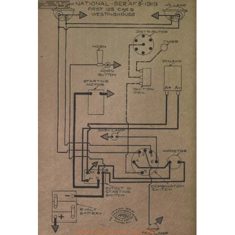 National Af3 125 Schema Electrique 1919 Westinghouse