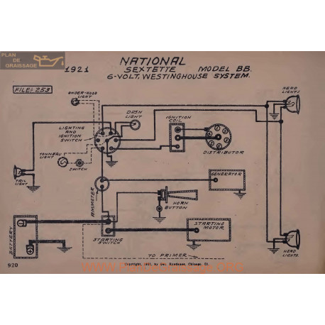 National Bb 6volt Sextette Schema Electrique 1921 Westinghouse