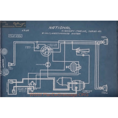 National Highway Twelve Ad 6volt Schema Electrique 1916 Westinghouse