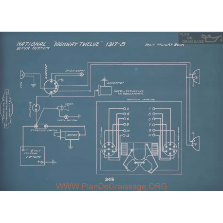 National Highway Twelve Schema Electrique 1917 1918