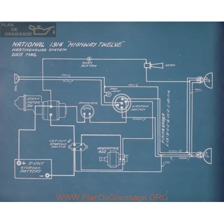 National Highway Twelye Schema Electrique 1916