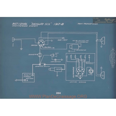 National Kighway Six Schema Electrique 1917 1918