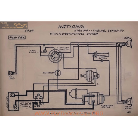 National Twelve Ad Highway 6volt Schema Electrique 1916 Westinghouse