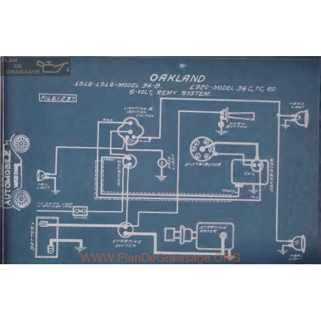 Oakland 34b 34c Tc Rd 6volt Schema Electrique 1918 1919 1920 Remy