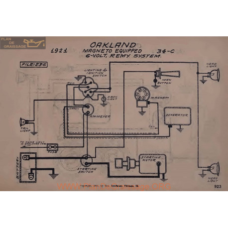 Oakland 34c Magneto 6volt Schema Electrique 1921 Remy