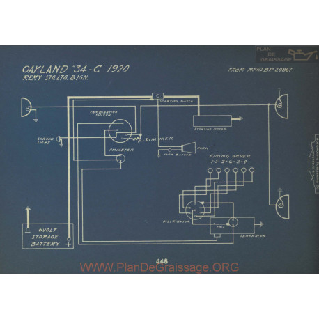 Oakland 34c Schema Electrique 1920 Remy