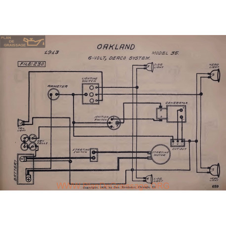 Oakland 35 6volt Schema Elctrique 1913 Deaco