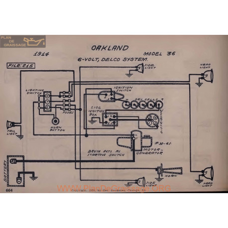 Oakland 36 6volt Schema Electrique 1914 Delco