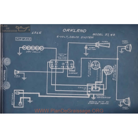 Oakland 37 49 6volt Schema Electrique 1915 Delco