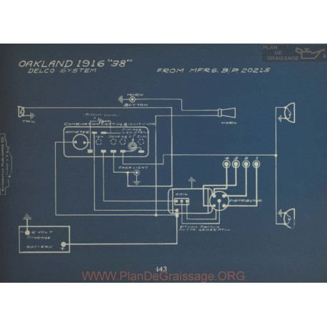 Oakland 38 Schema Electrique 1916 Delco