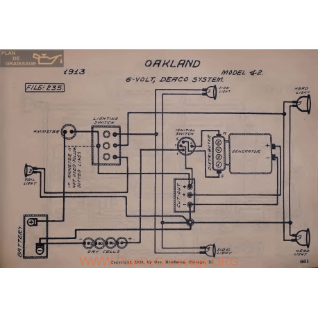 Oakland 4 2 6volt Schema Electrique 1913 Deaco