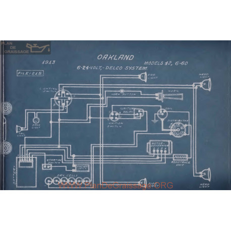 Oakland 42 6 60 6volt 24volt Schema Electrique 1913 Delco