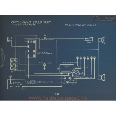 Oakland 49 Schema Electrique 1915 Delco