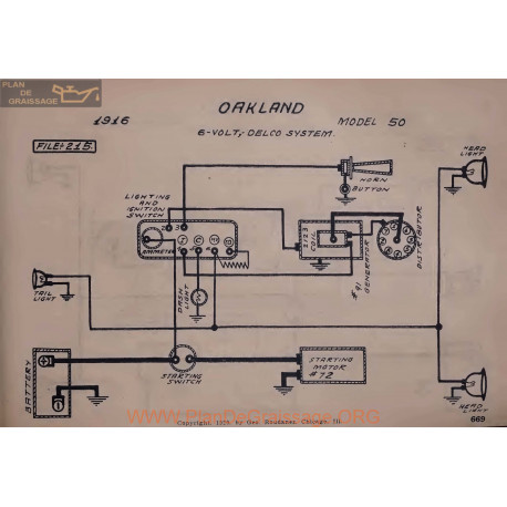 Oakland 50 6volt Schema Electrique 1916 Delco V2