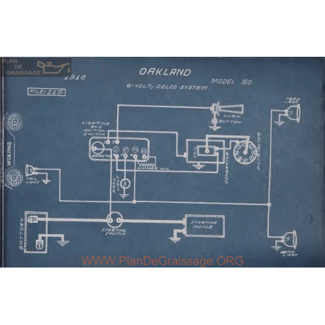 Oakland 50 6volt Schema Electrique 1916 Delco