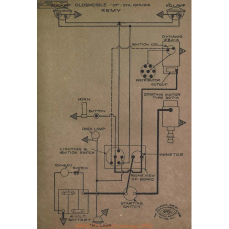 Oldsmobile 37 37a Schema Electrique 1918 1919 Remy