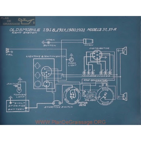 Oldsmobile 37 37b Schema Electrique 1918 1919 1920 1921