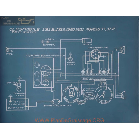 Oldsmobile 37 37b Schema Electrique 1918 1919 1920 1921