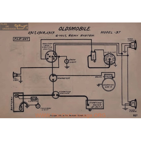 Oldsmobile 37 6volt Schema Electrique 1917 1918 1919 Remy