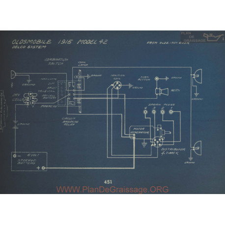 Oldsmobile 42 Schema Electrique 1915 Delco