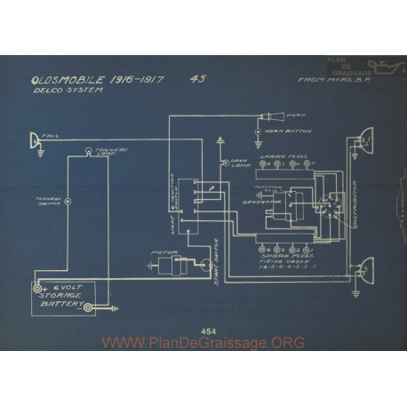 Oldsmobile 45 Schema Electrique 1916 1914 Delco