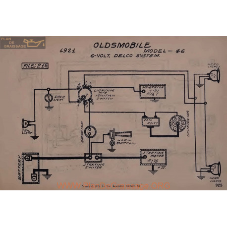 Oldsmobile 46 6volt Schema Electrique 1921 Delco