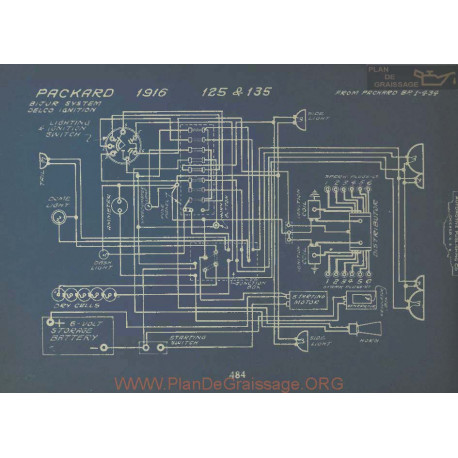 Packard 125 135 Schema Electrique 1916 Bijur