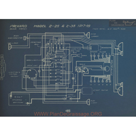 Packard 2 25 2 35 Schema Electrique 1917 1918 Bijur