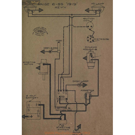 Paige 6 55 Schema Electrique 1919 Remy